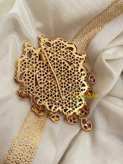 Premium Peacock Jada Billai -Hair Accessory-RED-G4052