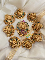 AD stone Lakshmi Billai -Temple Jada Billai-Green Red -G4055