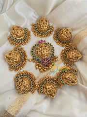 AD stone Lakshmi Billai -Temple Jada Billai-Green Red -G4055