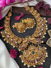 Premium Gold Look Alike Peacock Neckpiece -Round Pearl-G2606