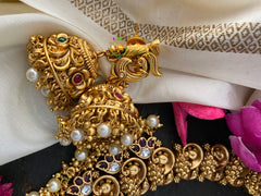 Premium Gold Look Alike Peacock Neckpiece -Round Pearl-G2606