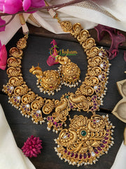 Premium Gold Look Alike Peacock Neckpiece -Cluster Pearl-G2607