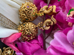 Premium Gold Look Alike Peacock Neckpiece -Cluster Pearl-G2607