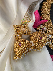 Premium Gold Look Alike Peacock Neckpiece -Golden Bead-G2609