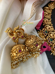 Premium Gold Look Alike Peacock Neckpiece -Rice Pearl-G2608