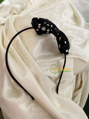 Daily Wear Head Band with Bow-Polka-Black White-H018