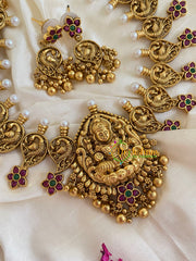 Traditional Lakshmi Pendant Peacock Neckpiece-Gold-G5385