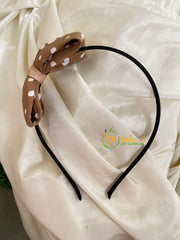 Daily Wear Head Band with Bow-Polka-Brown White-H021