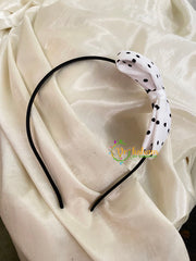 Daily Wear Head Band with Bow-Tiny Dots-White Black-H024