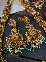 Antique Lakshmi Temple Long Neckpiece-Intricately designed Lakshmi Neckpiece -G2595