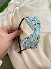 Daily Wear Head Band with Bow-Leaves-Light Blue-H032