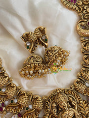 Traditional Lakshmi Pendant Peacock Neckpiece-Gold-G5381