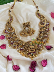Traditional Lakshmi Pendant Peacock Neckpiece-Gold-G5381