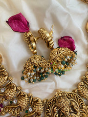 Traditional Lakshmi Pendant peacock Neckpiece-Green-G5382