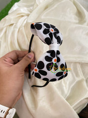 Daily Wear Head Band with Bow-Flower-White-H037