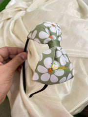 Daily Wear Head Band with Bow-Flower-Green-H038