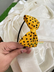 Daily Wear Head Band with Bow-Hearts-Yellow-H044
