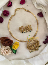 Premium AD Stone Hasli Choker-Dancing Peacock-White-G9582