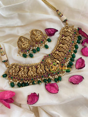 Premium Lakshmi High Neck Choker -Green-G5374
