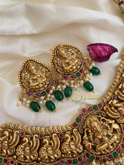 Premium Lakshmi High Neck Choker -Green-G5374