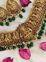 Premium Lakshmi High Neck Choker -Green-G5374