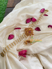 AD Stone Layer Pearl High Neck Choker -Red Green -G5393