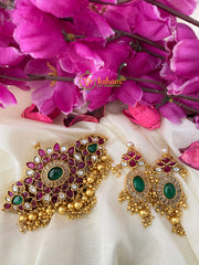 Premium Kemp High neck Choker -Red Green-GOLD-G2646