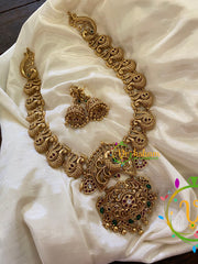 Premium Temple Peacock Haram -Gold Bead-G7445