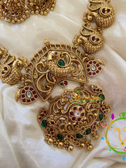 Premium Temple Peacock Haram -Gold Bead-G7445