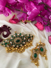 Premium Kemp High neck Choker -Green White-GOLD -G2639