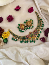 Premium Green Red Peacock AD Stone Hasli Choker -G9566