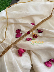 Gold look alike simple choker-Red 2-G5413