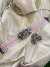 AD Stone Beaded High Neck Choker -Rose -G4081