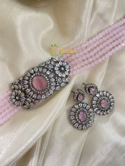 AD Stone Beaded High Neck Choker -Rose -G4081
