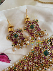 High neck choker in AD - Red Green white-G5407