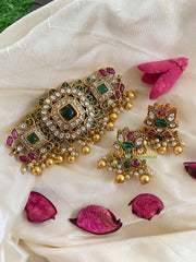 Premium AD Stone High neck Choker -White Green-G5400