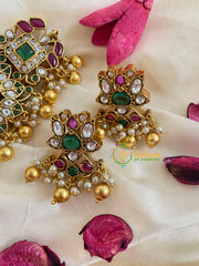 Premium AD Stone High neck Choker -White Green-G5400