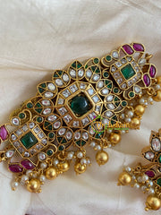 Premium AD Stone High neck Choker -White Green-G5400