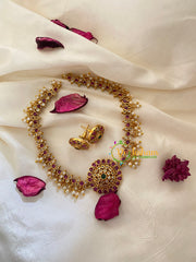 Gold look alike simple choker-Red Green White-G5416