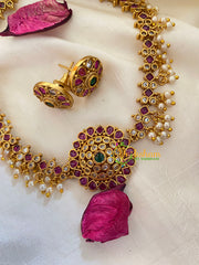 Gold look alike simple choker-Red Green White-G5416