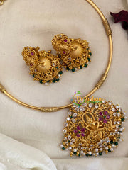 Premium AD Stone Temple Hasli Choker - Lakshmi -G9581