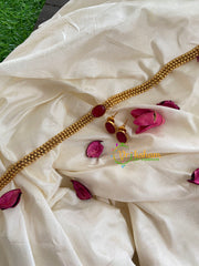 Gold look alike simple choker-Red 1-G5412