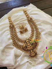 Premium AD Stone Lakshmi Haram with Mogappu-Gold Bead-G7416