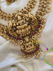 Premium AD Stone Lakshmi Haram with Mogappu-Gold Bead-G7416