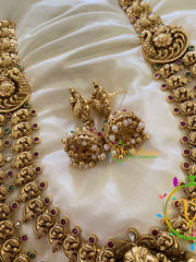 Premium AD Stone Lakshmi Haram with Mogappu-Gold Bead-G7416