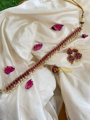 Gold look alike simple choker - Red-G5411