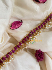 Gold look alike simple choker - Red-G5411