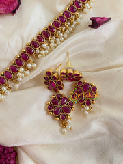 Gold look alike simple choker - Red-G5411