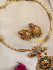 Premium AD Stone Hasli Choker-Green Red White-G9573