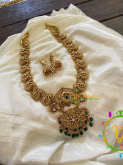 Premium Temple Peacock Haram -Green Bead-G7412